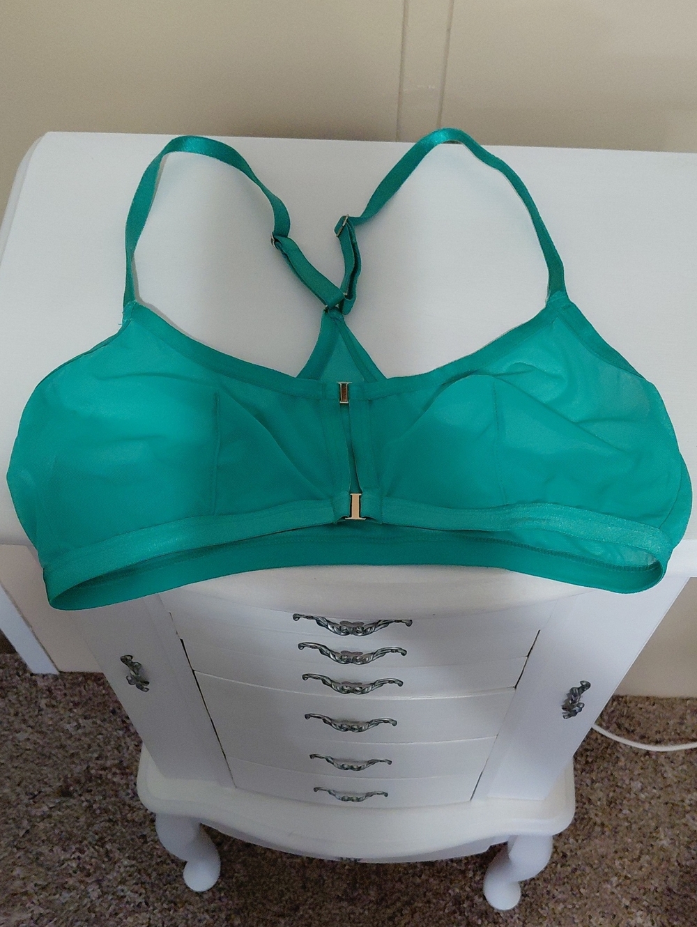 Auden Sheer Wireless Bralette in Teal Green